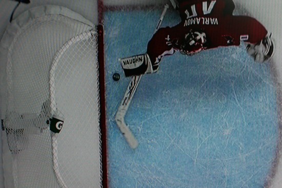 Varlamov robs Crosby. 